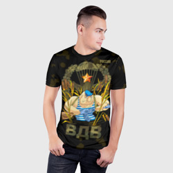Мужская футболка 3D Slim Российский десантник в камышах - фото 2