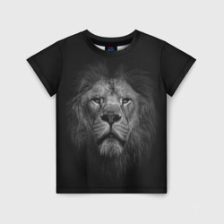 Детская футболка 3D Лев на темном фоне
