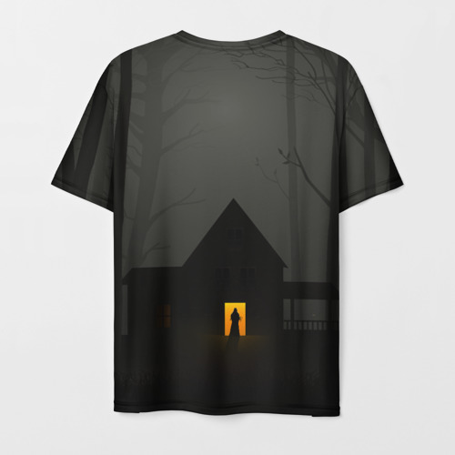 Мужская футболка 3D с принтом Уэнсдэй   темный лес, вид сзади #1