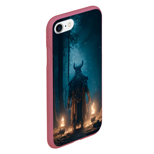Чехол для iPhone 7/8 матовый с принтом Викинг в тёмном лесу, вид сбоку #3