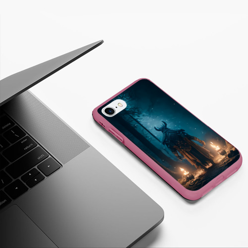 Чехол для iPhone 7/8 матовый с принтом Викинг в тёмном лесу, фото #5