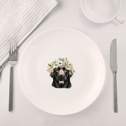 Набор: тарелка + кружка Весна в душе: лабрадор чёрный - фото 2