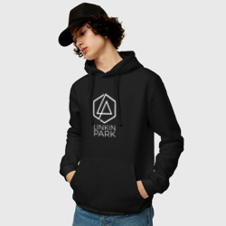 Толстовка с принтом Linkin Park In the End для мужчины, вид на модели спереди №2. Цвет основы: черный