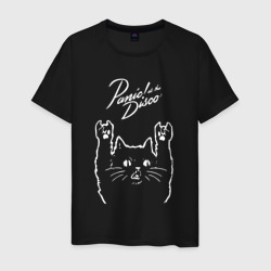 Мужская футболка хлопок Panic! At the disco рок кот