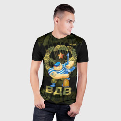 Мужская футболка 3D Slim Российский десантник с автоматом - фото 2