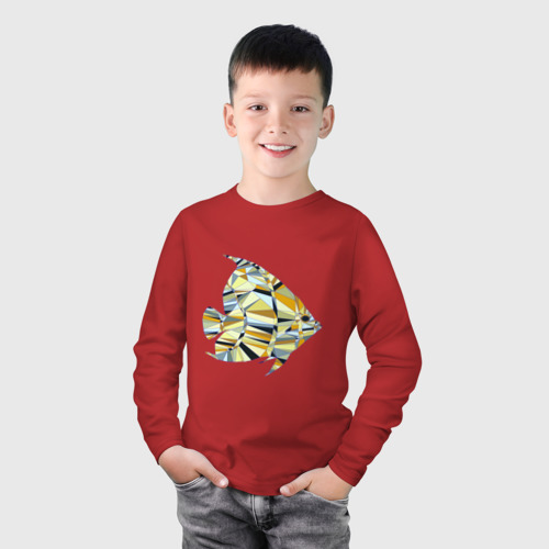 Детский лонгслив хлопок с принтом Рыбка разноцветная, фото на моделе #1