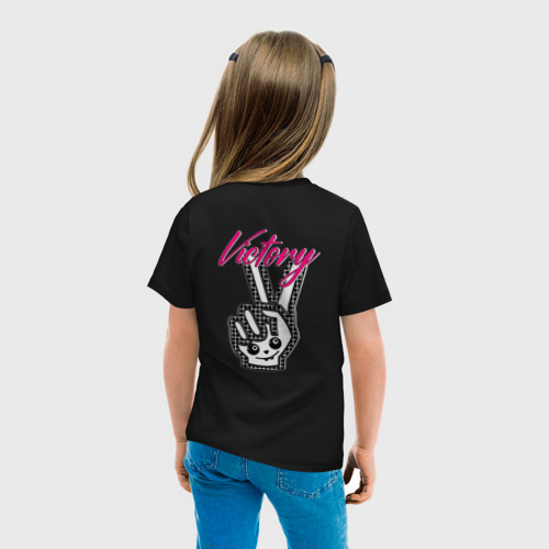 Детская футболка хлопок Жесты Победа Виктория, цвет черный - фото 6
