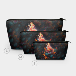 Косметичка 3D Огненный цветок на темном фоне - фото 2