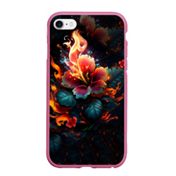 Чехол для iPhone 6/6S матовый Огненный цветок на темном фоне