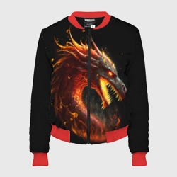 Женский бомбер 3D Яростный огненный дракон