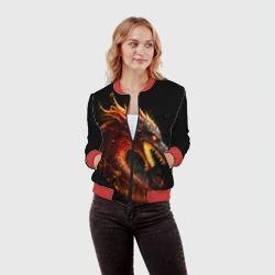 Женский бомбер 3D Яростный огненный дракон - фото 2