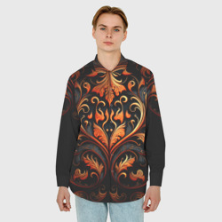 Мужская рубашка oversize 3D Огненные узоры - фото 2