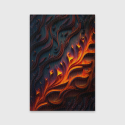 Обложка для паспорта матовая кожа Огненный орнамент с языками пламени