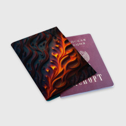 Обложка для паспорта матовая кожа Огненный орнамент с языками пламени - фото 2