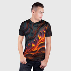 Мужская футболка 3D Slim Огненный орнамент с языками пламени - фото 2