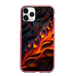 Чехол для iPhone 11 Pro Max матовый Огненный орнамент с языками пламени