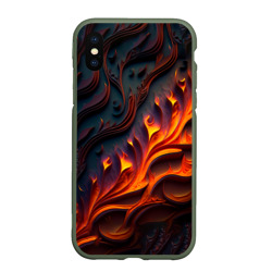 Чехол для iPhone XS Max матовый Огненный орнамент с языками пламени