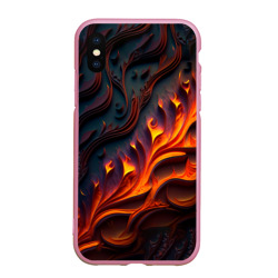 Чехол для iPhone XS Max матовый Огненный орнамент с языками пламени