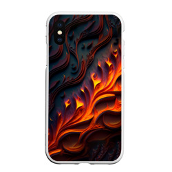 Чехол для iPhone XS Max матовый Огненный орнамент с языками пламени