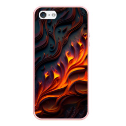 Чехол для iPhone 5/5S матовый Огненный орнамент с языками пламени