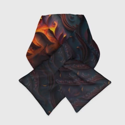Шарф-пуховик 3D Огненный орнамент с языками пламени
