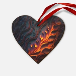 Деревянная игрушка Сердце Огненный орнамент с языками пламени