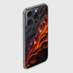 Чехол для iPhone 15 Pro силиконовый с защитой камеры Огненный орнамент с языками пламени - фото 2