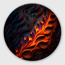 Круглый коврик для мышки Огненный орнамент с языками пламени