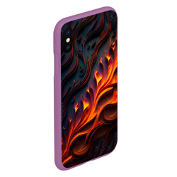 Чехол для iPhone XS Max матовый Огненный орнамент с языками пламени - фото 2