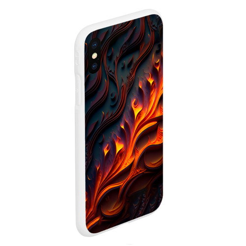 Чехол для iPhone XS Max матовый Огненный орнамент с языками пламени, цвет белый - фото 3