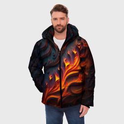 Мужская зимняя куртка 3D Огненный орнамент с языками пламени - фото 2