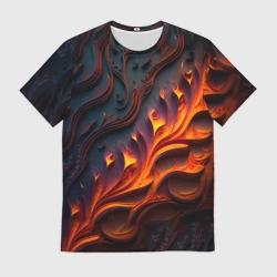 Мужская футболка 3D Огненный орнамент с языками пламени