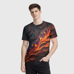 Мужская футболка 3D Огненный орнамент с языками пламени - фото 2