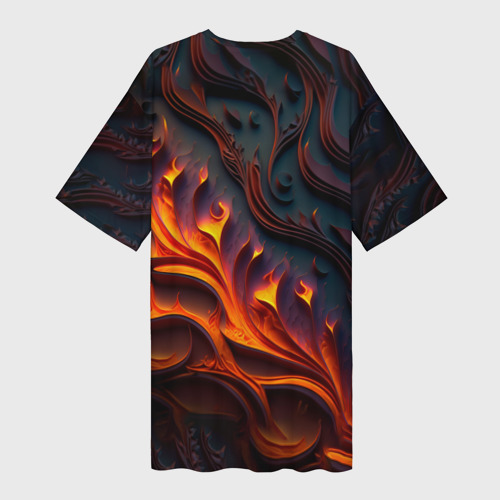 Платье-футболка 3D Огненный орнамент с языками пламени, цвет 3D печать - фото 2