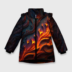 Зимняя куртка для девочек 3D Огненный орнамент с языками пламени