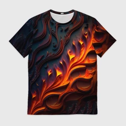 Мужская футболка 3D Огненный орнамент с языками пламени