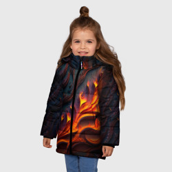 Зимняя куртка для девочек 3D Огненный орнамент с языками пламени - фото 2