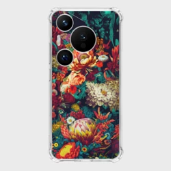 Чехол для Huawei Pura 70 Pro Цветочный паттерн с листьями