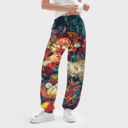 Женские джоггеры оверсайз 3D Цветочный паттерн с листьями - фото 2