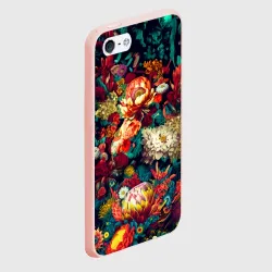 Чехол для iPhone 5/5S матовый Цветочный паттерн с листьями - фото 2