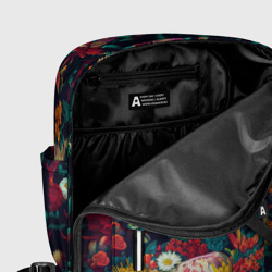 Рюкзак с принтом Цветочный паттерн с листьями для женщины, вид на модели спереди №5. Цвет основы: белый