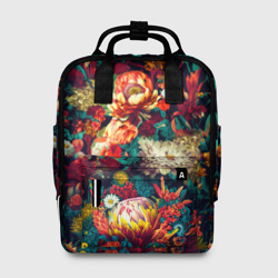 Цветочный паттерн с листьями – Женский рюкзак 3D с принтом купить