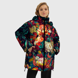 Женская зимняя куртка Oversize Цветочный паттерн с листьями - фото 2