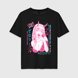 Женская футболка хлопок Oversize Zero Two anime
