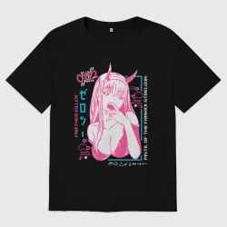 Мужская футболка хлопок Oversize Zero Two anime