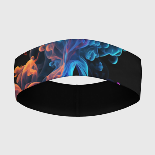 Повязка на голову 3D Неоновый цветной дым на черном фоне