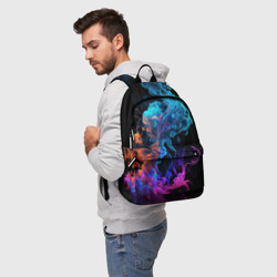 Рюкзак 3D Неоновый цветной дым на черном фоне - фото 2