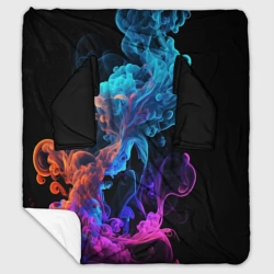 Плед с рукавами Неоновый цветной дым на черном фоне