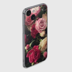 Чехол для iPhone 15 силиконовый с защитой камеры Нежные кустовые розы - фото 2