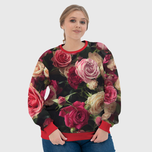 Женский свитшот 3D с принтом Нежные кустовые розы, фото #4